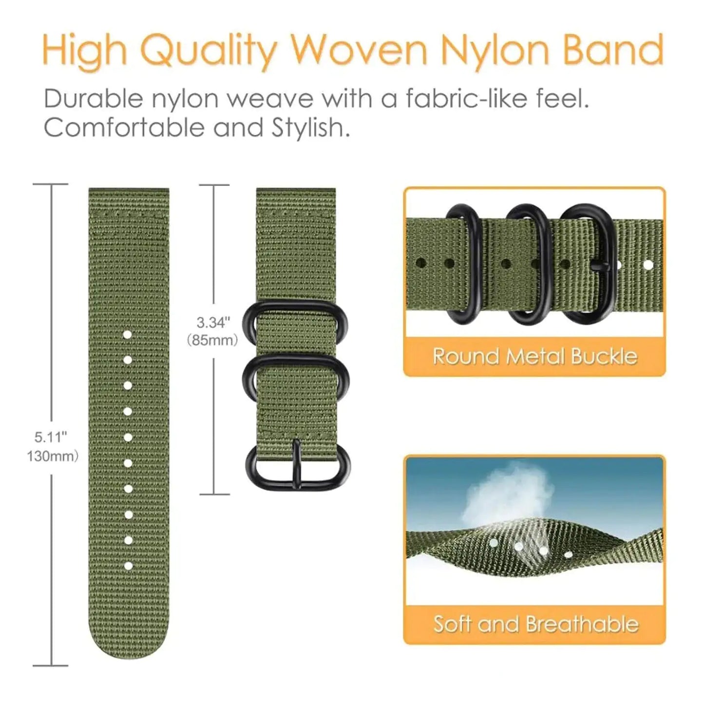 18mm 20mm 22mm Durable Military Woven Nylon Wrist Watch Band Quick Release Strap - Anti Spier 