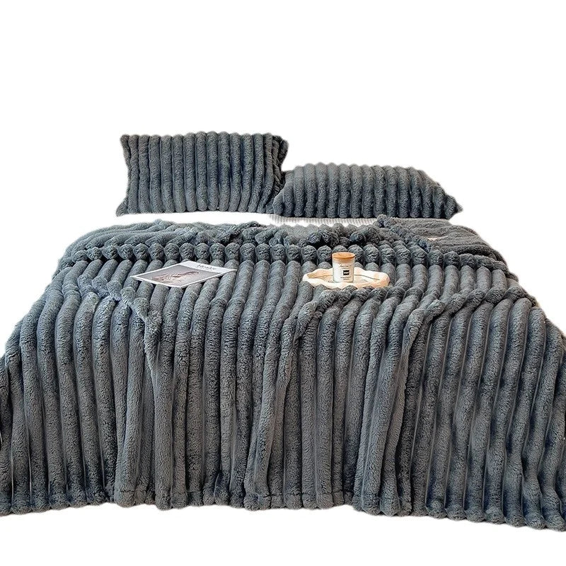 Faux Rabbit Fur Velvet Blanket Anti Spier