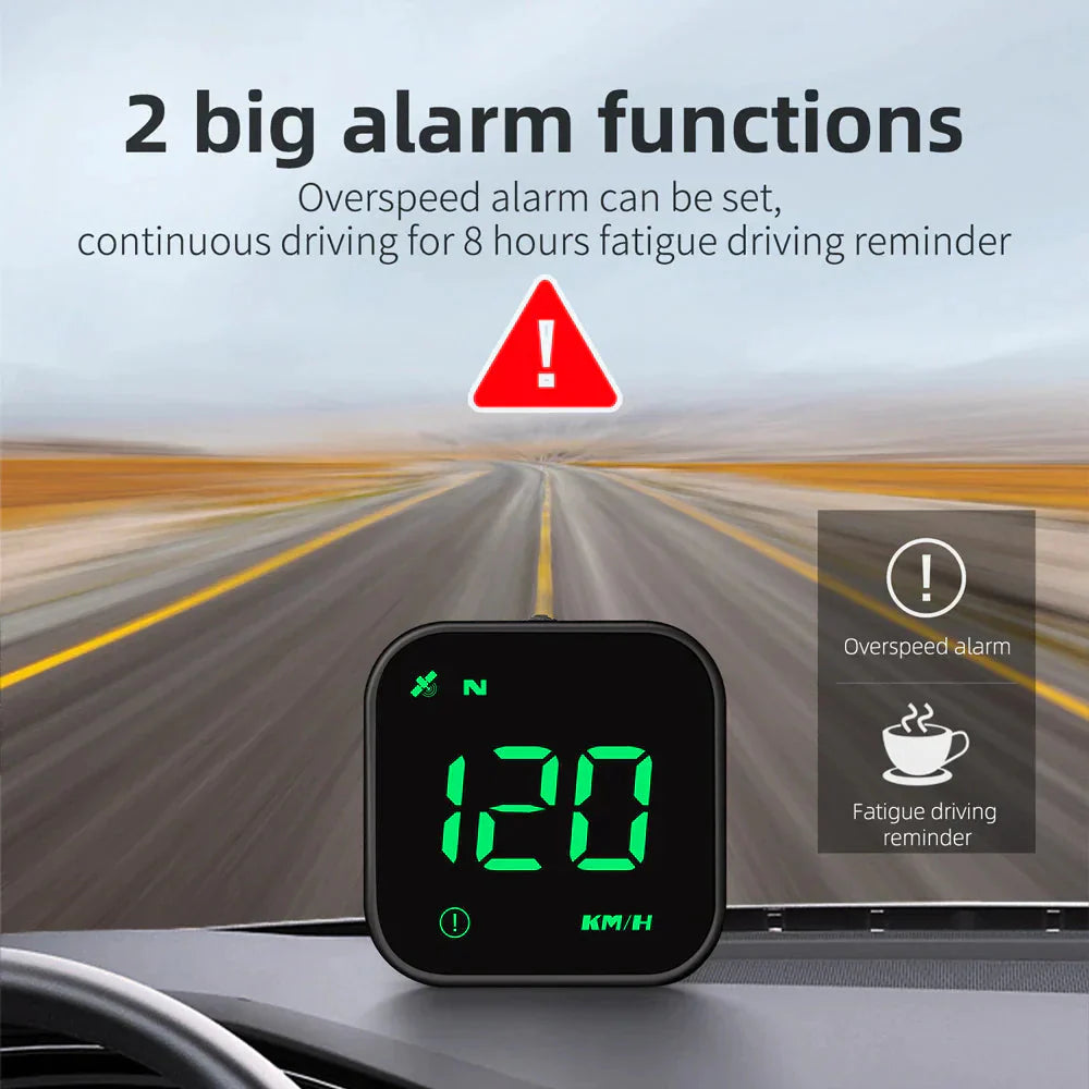 Digital Car HUD GPS Speedometer Head Up Display MPH KMH Compass Overspeed Alarm Anti Spier
