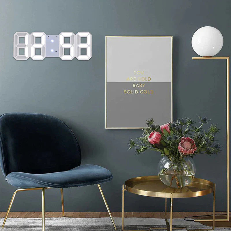 Digital 3D LED Big Wall Desk Alarm Clock Snooze 12/24 Hours Auto Brightness USB Anti Spier