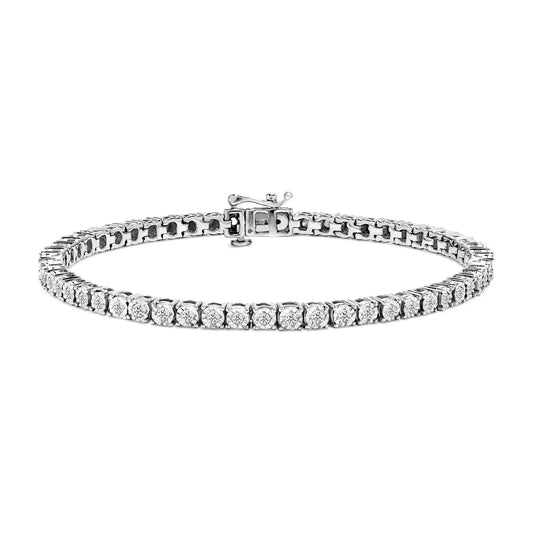 .925 Sterling Silver 1/2 Cttw Diamond Illusion - Set Miracle Plate Tennis Bracelet (I - J Color, I3 Clarity) - 7" - Anti Spier - Anti Spier - bracelet