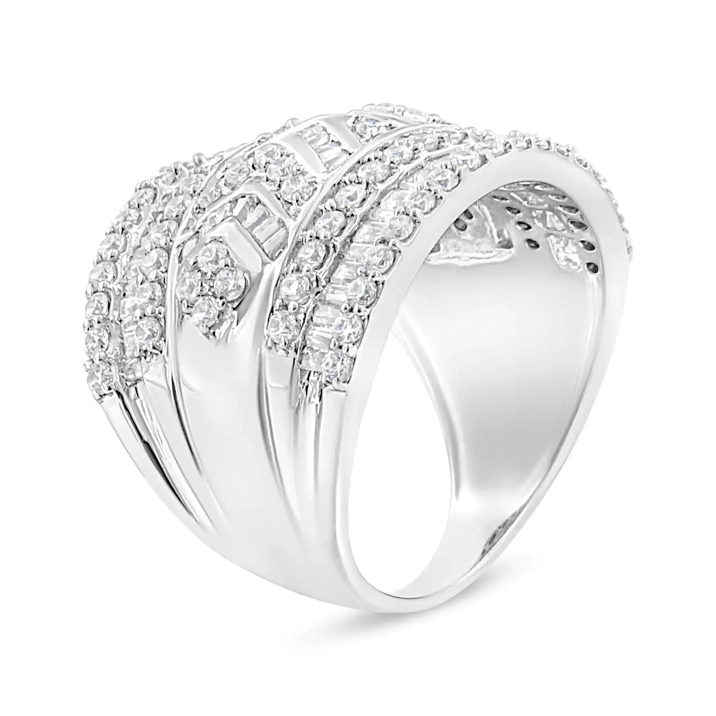 .925 Sterling Silver 2.0 Cttw Diamond Edge Multi - Row Ring Band ( J - K Color, I3 Clarity) - Anti Spier - Anti Spier - ring