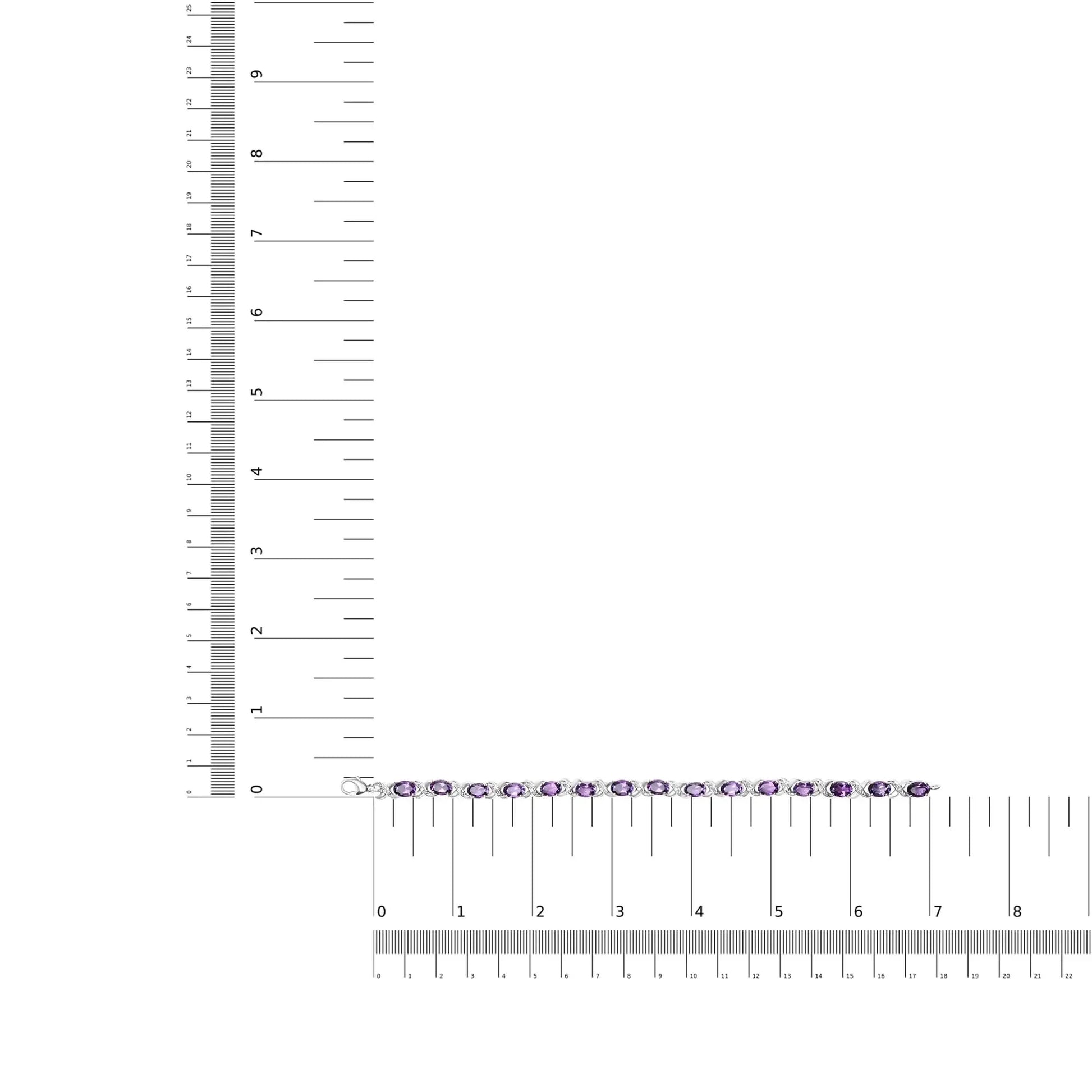 .925 Sterling Silver 7x5mm Oval Amethyst and Diamond Accent X - Link Bracelet (H - I Color, SI1 - SI2 Clarity) - Size 7" - Anti Spier - Anti Spier - bracelet