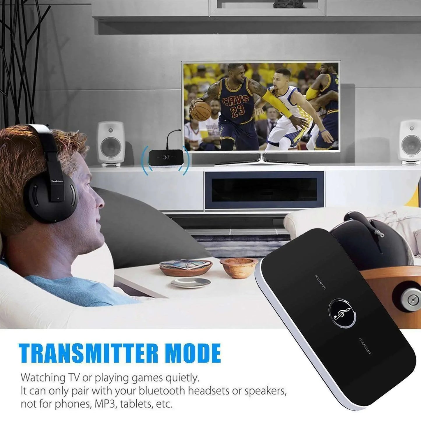 Bluetooth 5.0 Transmitter Receiver 2 IN 1 Wireless Audio 3.5mm Jack Aux Adapter Anti Spier