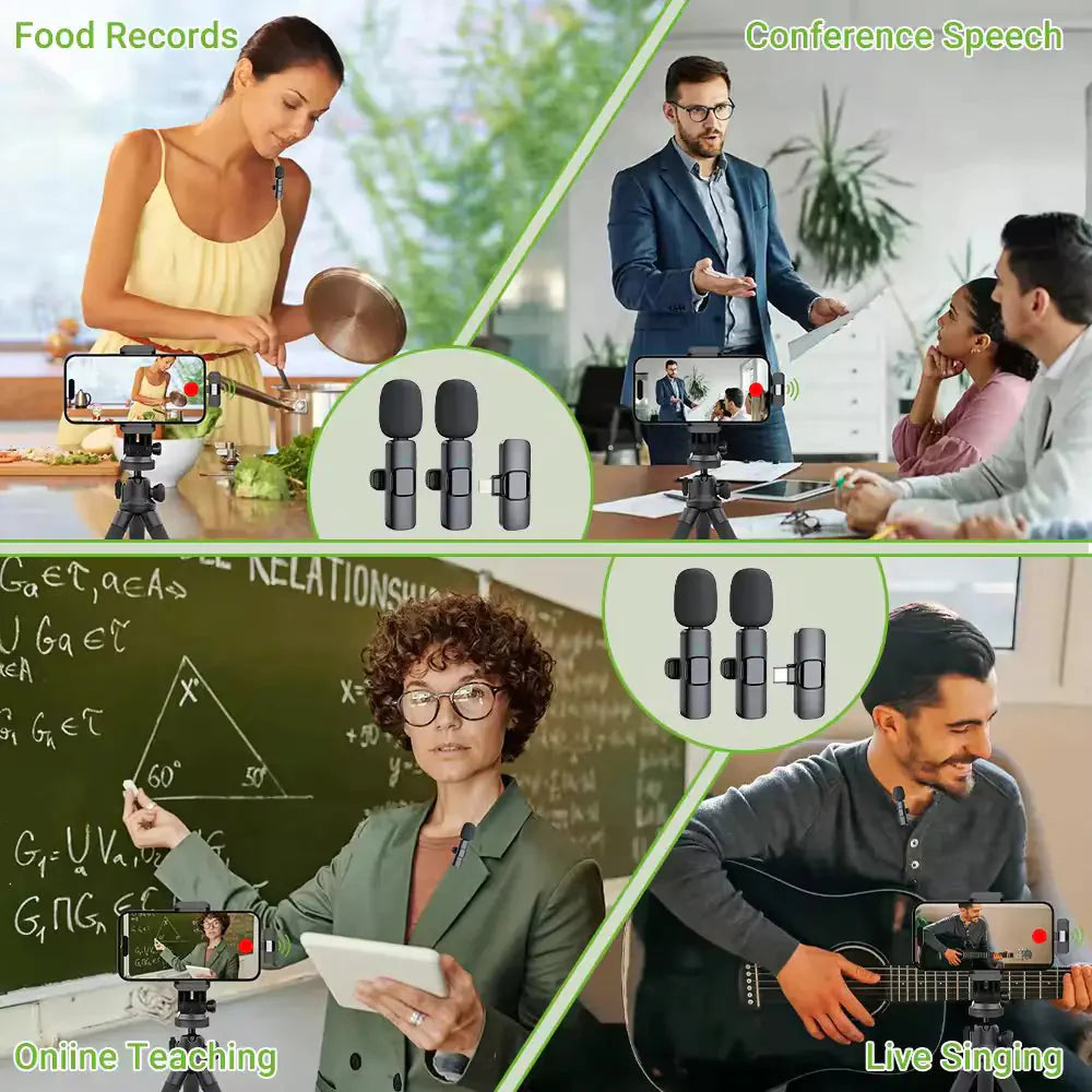 Wireless Stereo Lavalier Mini Lapel Smart Phone Microphone For Video Audio Anti Spier