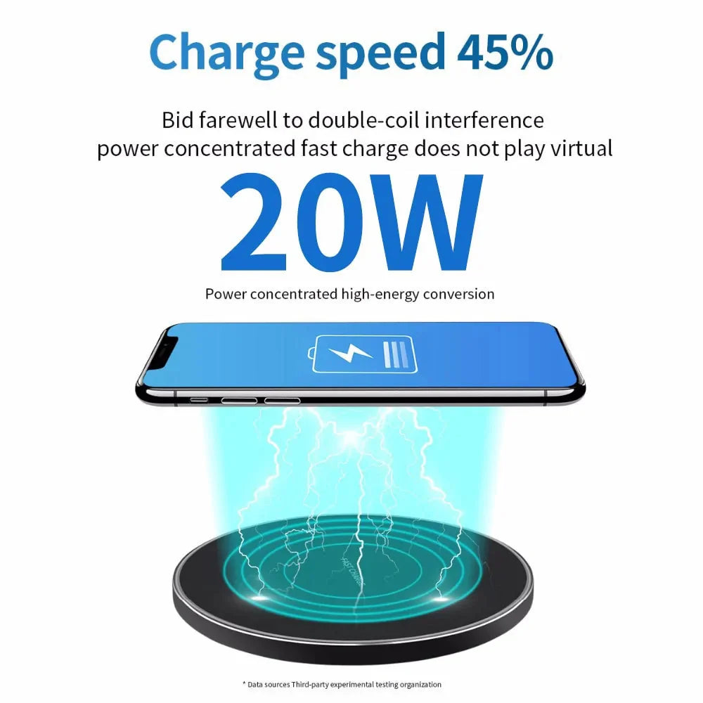 20W Qi Wireless Charger: Fast Charging for iPhone, Samsung, Xiaomi, Huawei, and More! Anti Spier