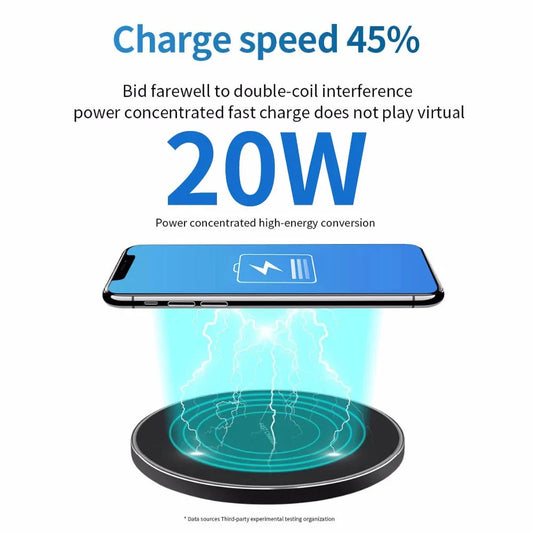 20W Qi Wireless Charger: Fast Charging for iPhone, Samsung, Xiaomi, Huawei, and More! Anti Spier