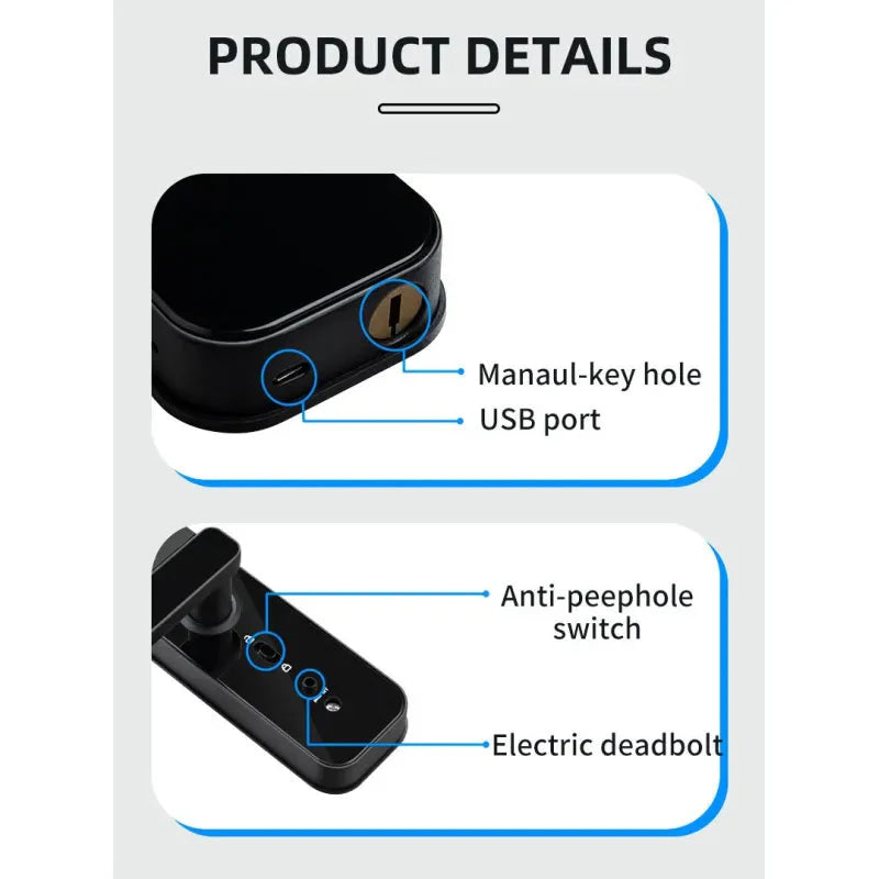 Cat Eye Camera Smart Fingerprint Password Timber Door Lock Anti Spier