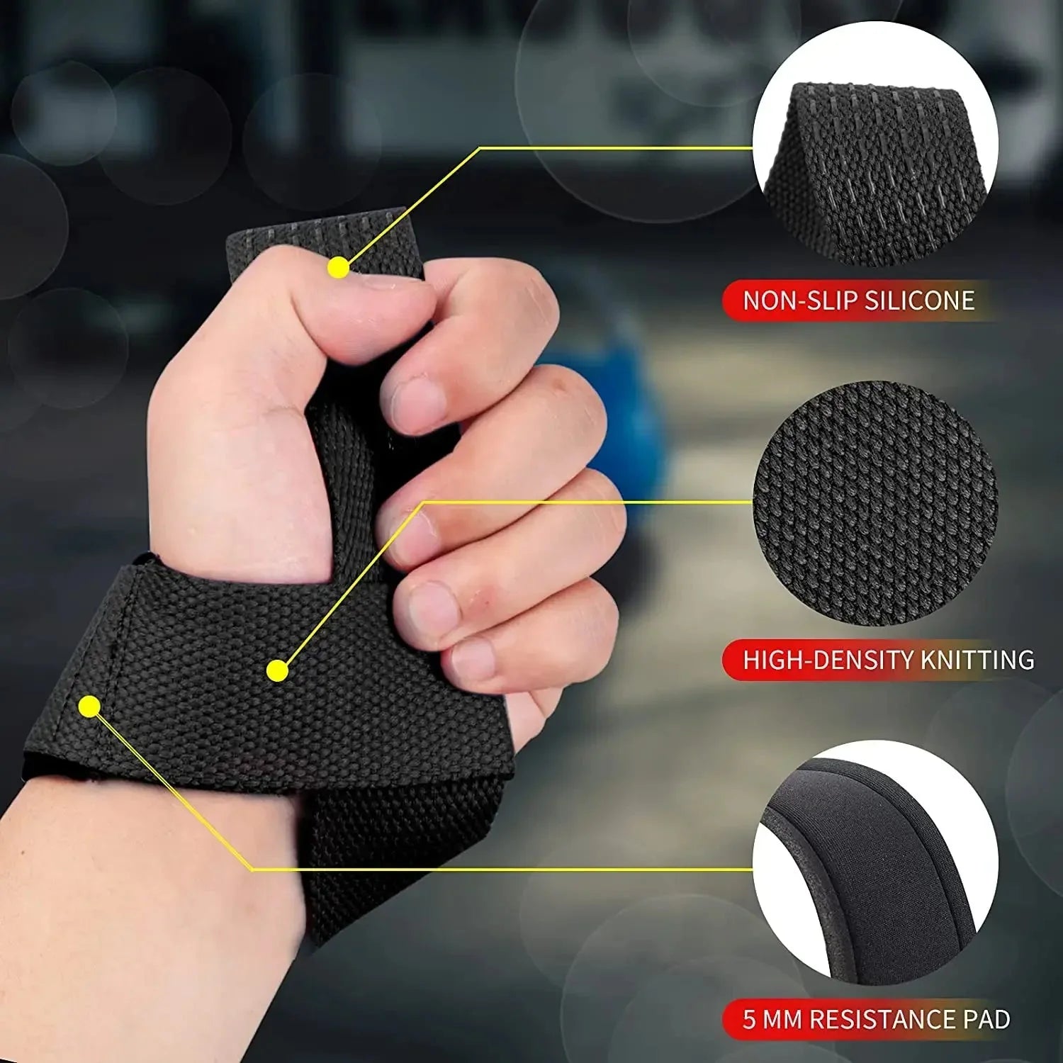 Anti-Slip Silicone Weightlifting Wrist Straps Anti Spier