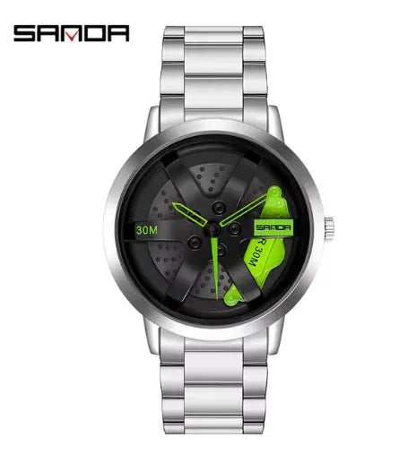 Men's 3D Car Wheel Sports Watch - Waterproof Quartz Anti Spier