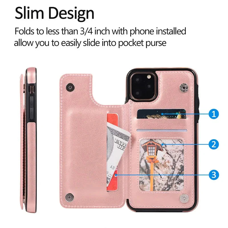 Wallet Phone Cases for IPhone 11 Pro Max 6S 6 7 8 Plus XS Max XR Case Cover Retro Flip Leather Phone Case for Iphone 7 Case Capa Anti Spier