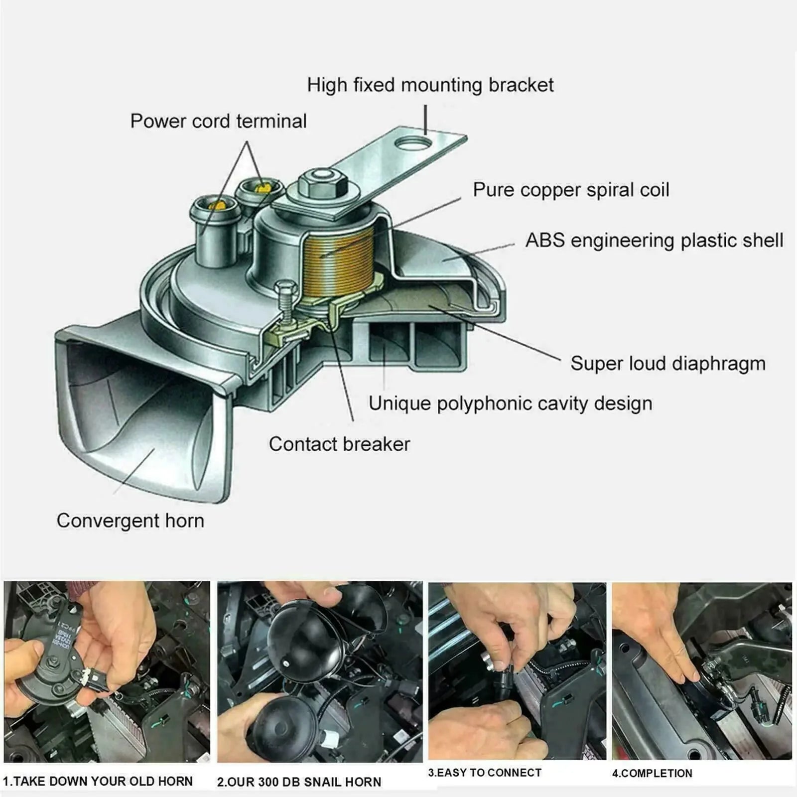 2PC 12V 300DB Super Loud Train Air Horn Waterproof Motorcycle Car Truck SUV Boat Anti Spier