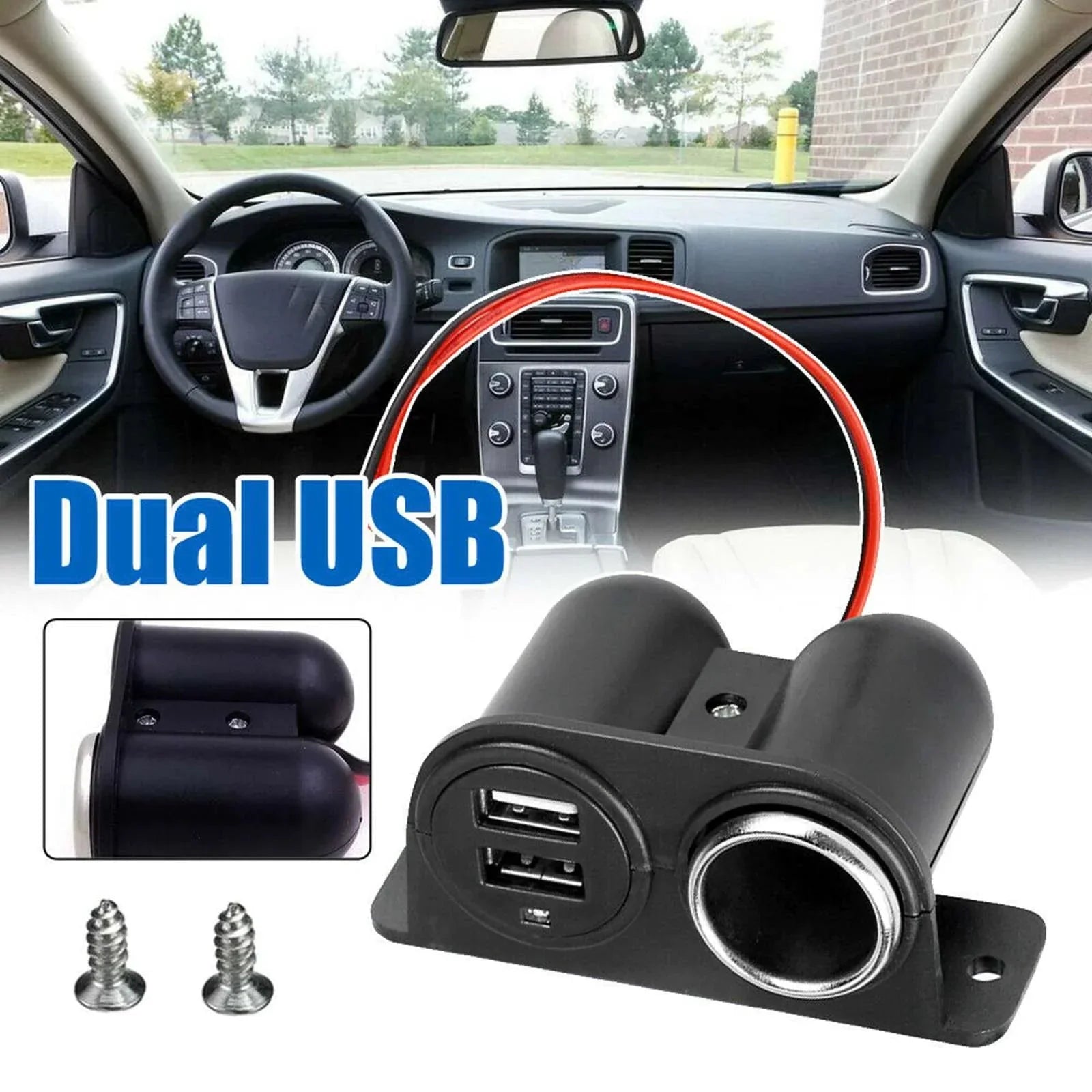 Car Cigarette Lighter Socket Splitter Dual USB Charger Power Adapter Outlet 12V Anti Spier