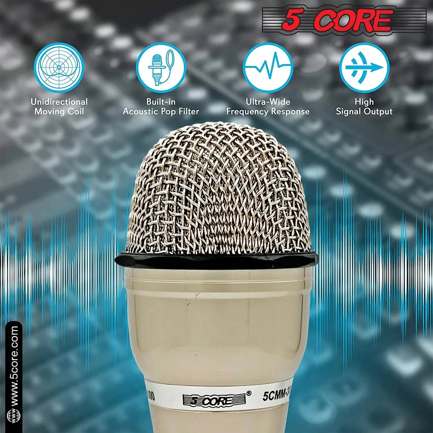 5Core XLR Microphone Dynamic Mic Karaoke Singing Studio Mics Handheld Microfono Anti Spier