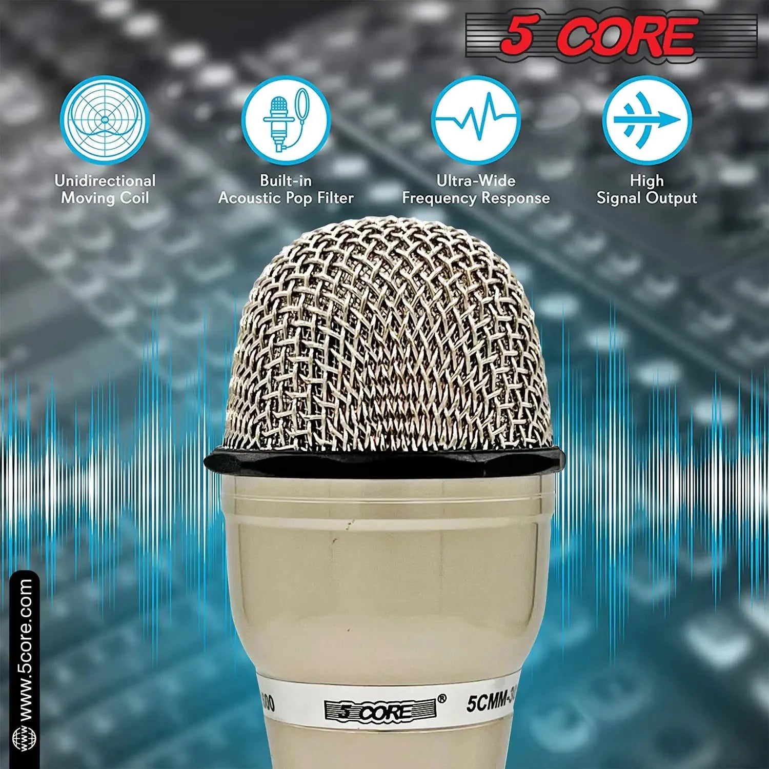 5Core XLR Microphone Dynamic Mic Karaoke Singing Studio Mics Handheld Microfono Anti Spier