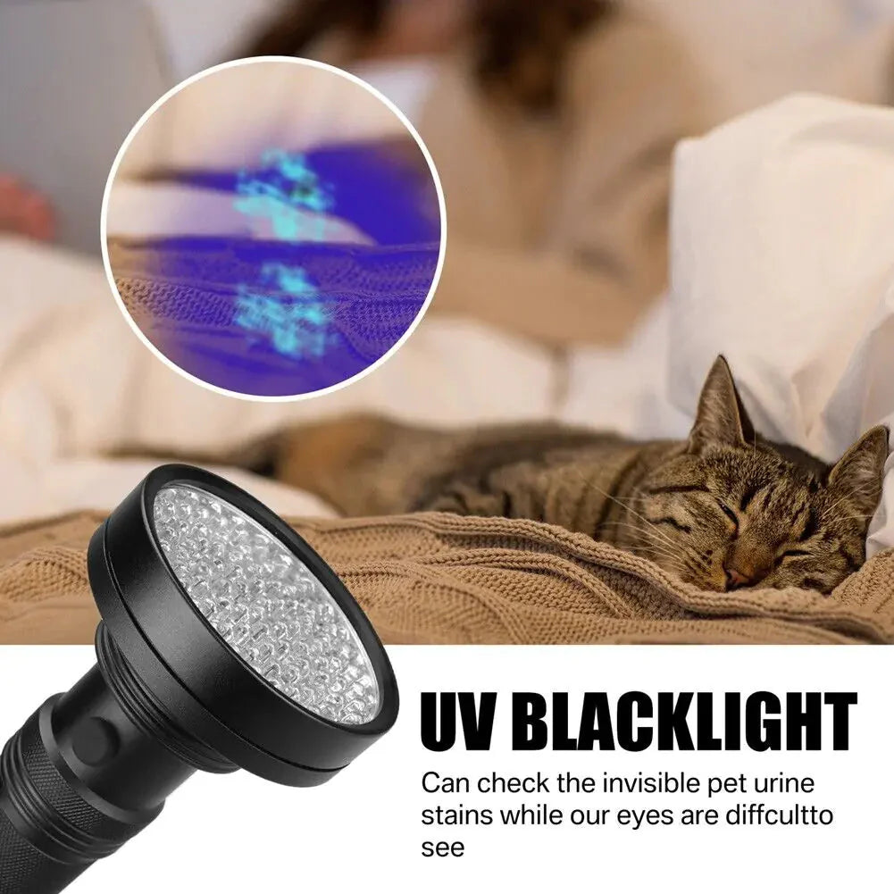 UV Ultraviolet Light 100 LED Flashlight BlackLight 395nM Inspection Lamp Torch Anti Spier