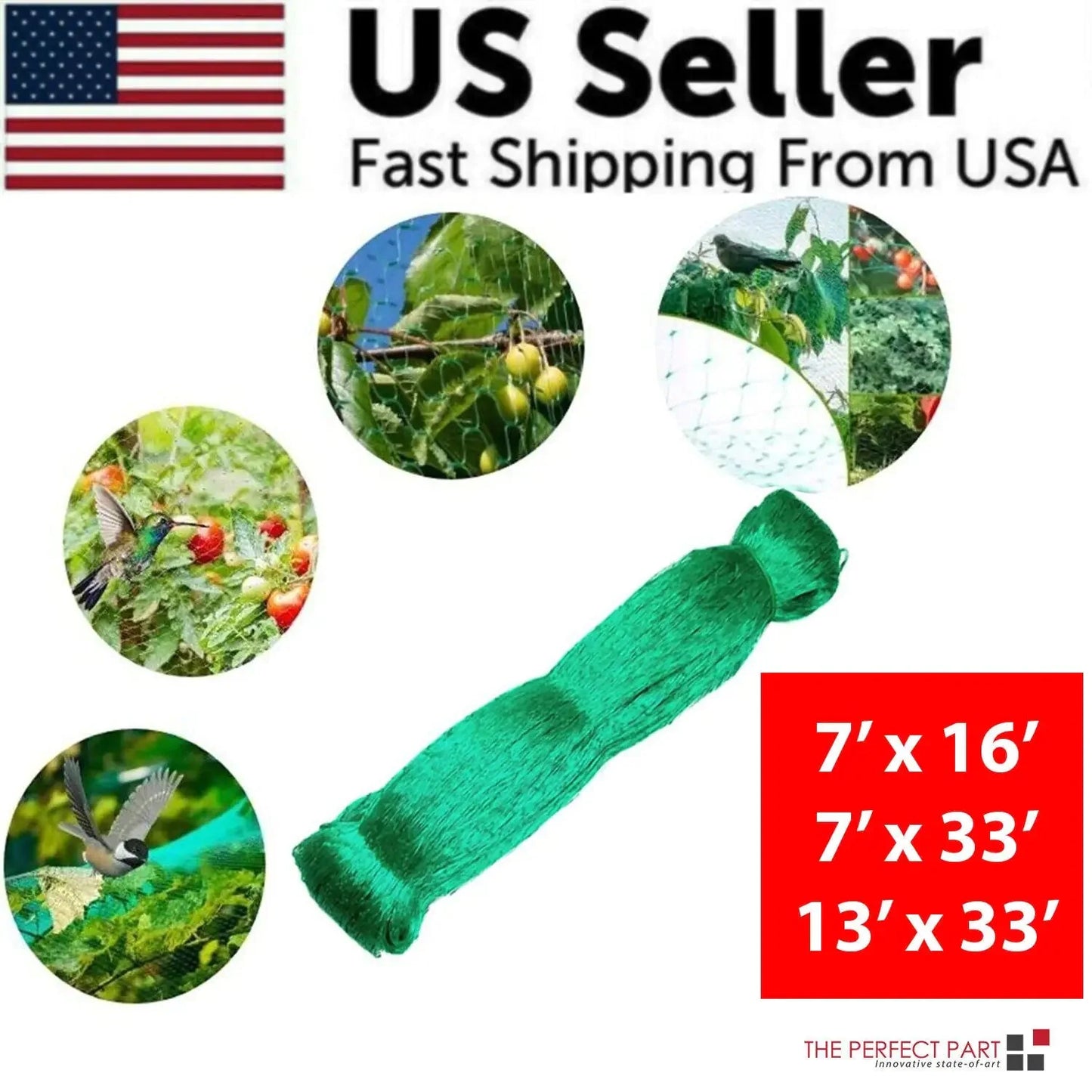 33FT Anti Bird Netting Pond Net Protection Tree Crops Plants Fruits Garden Mesh Anti Spier