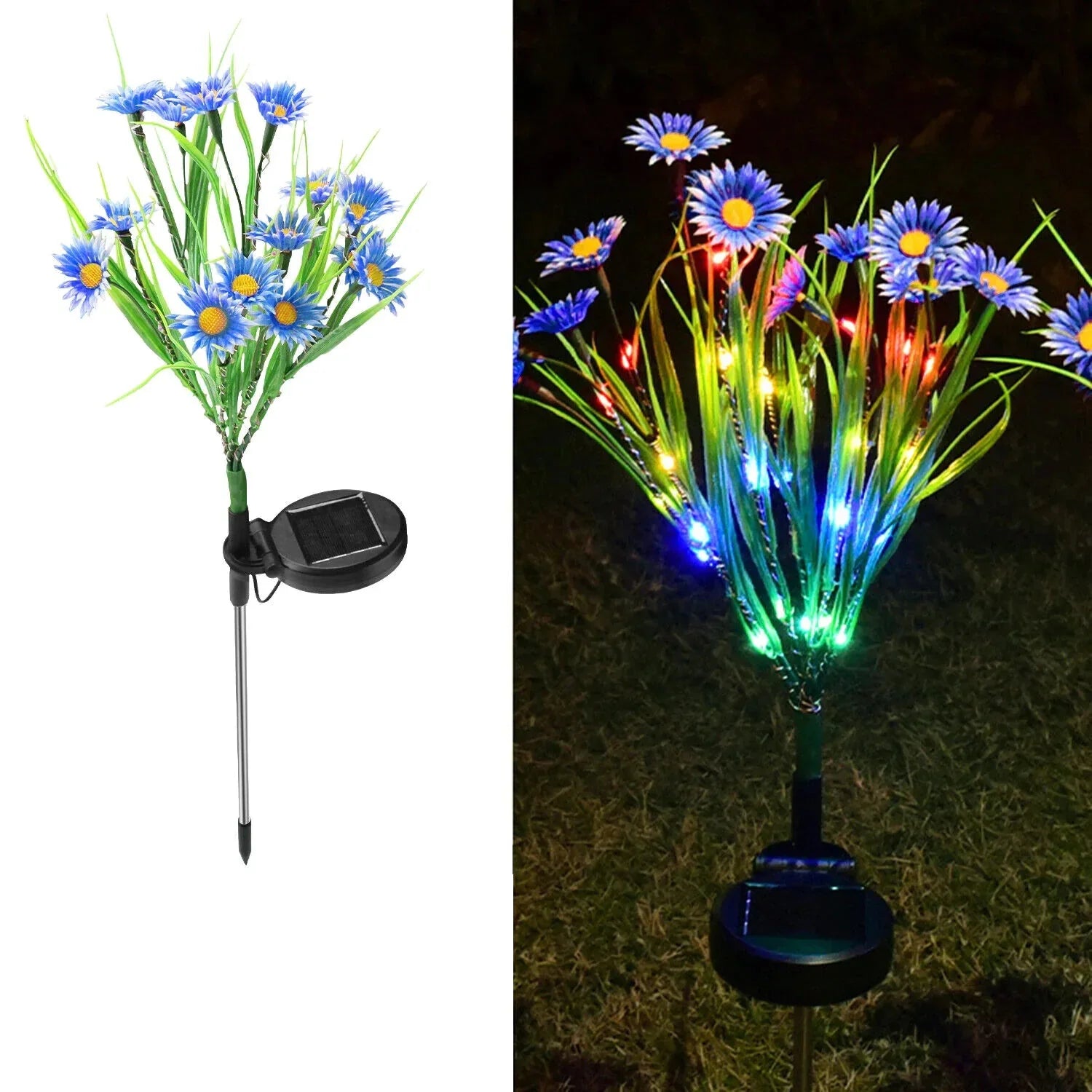Solar Garden Lights LED Flower Stake Lamp Outdoor Yard Waterproof Patio Decor Anti Spier