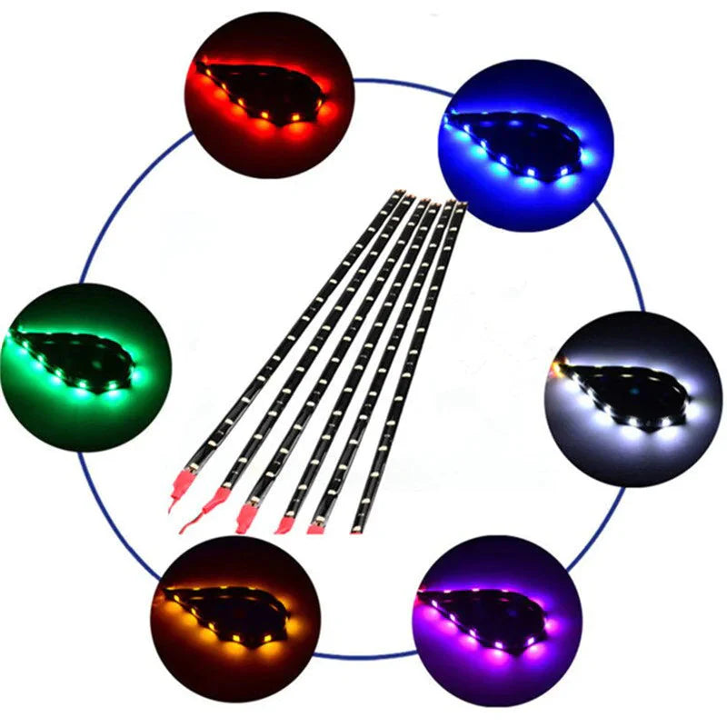 Lot Waterproof 12''/15 DC 12V Motor LED Strip Underbody Light For Car Motorcycle Anti Spier