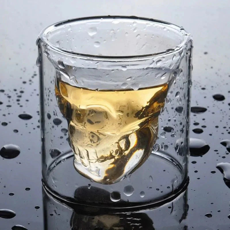 Double Layered Glass Skull Coffee Mug Anti Spier