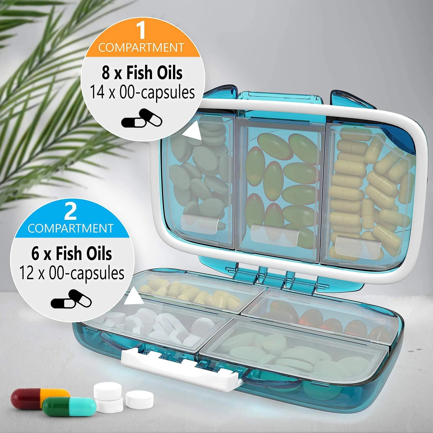 Travel Pill Organizer Moisture Proof Pill Box Daily Medicine 7 Compartments Anti Spier