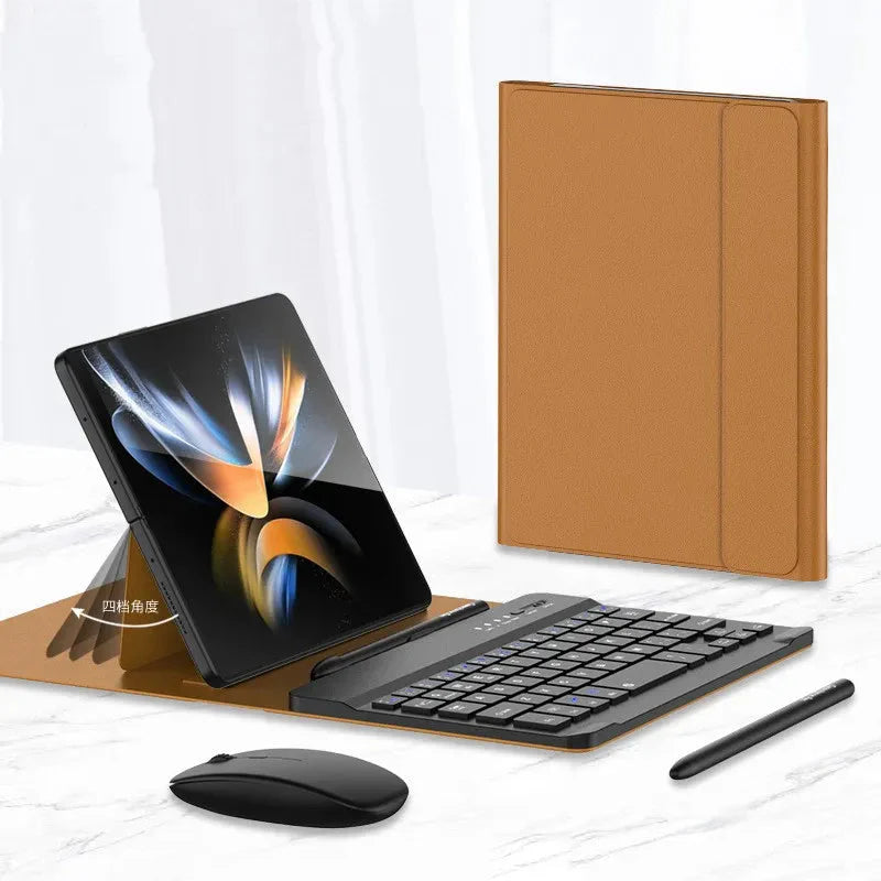 Wireless Keyboard & Folding Leather Case Anti Spier