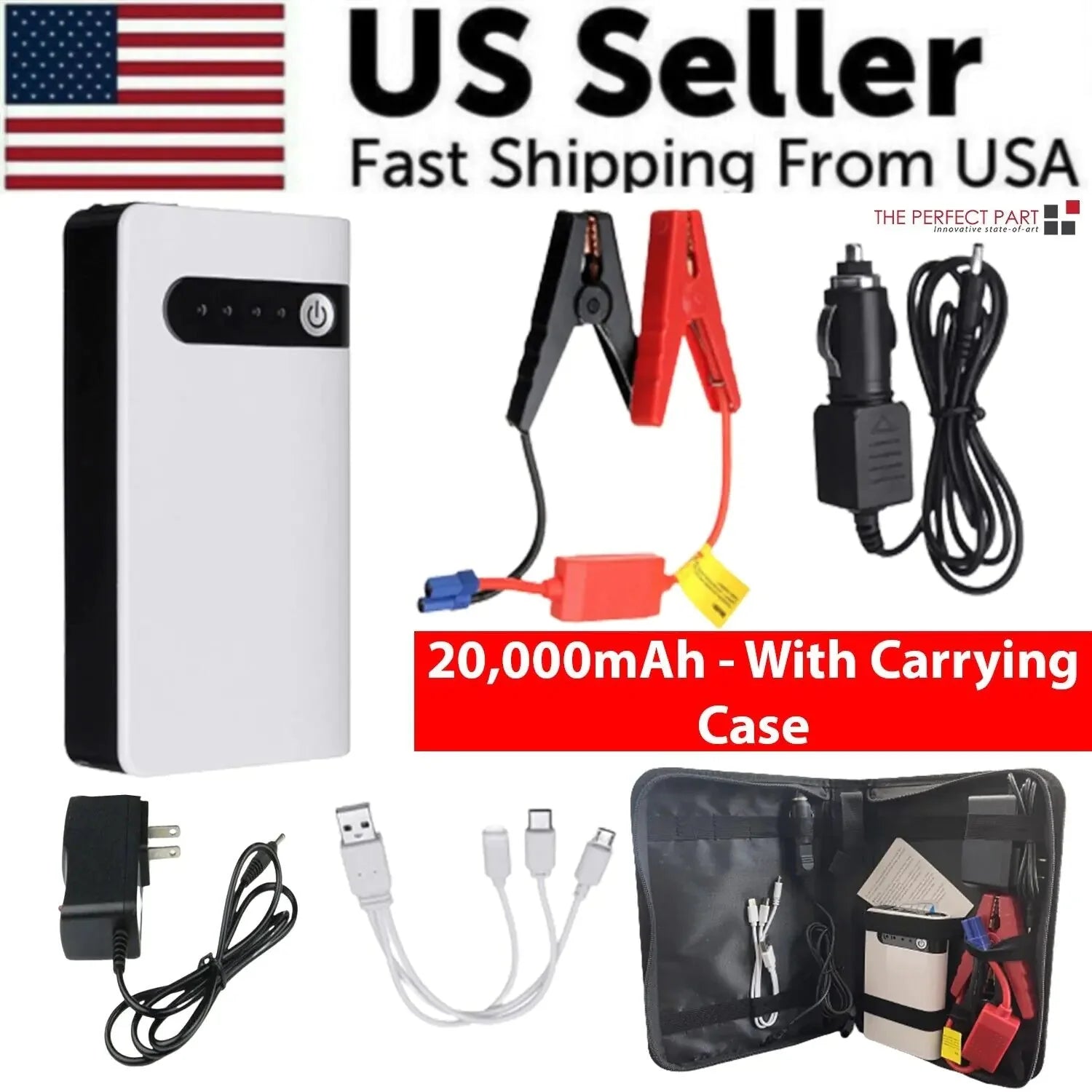 20000mAh Car Jump Starter Booster Jumper Box Power Bank Battery Charger Portable Anti Spier