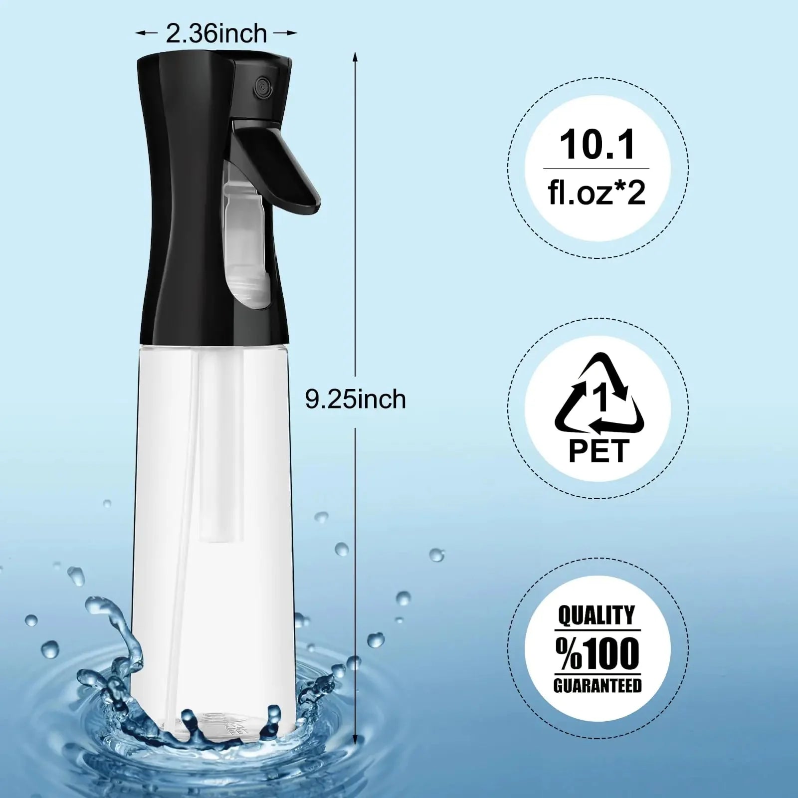 Continuous Spray Bottle for Hair (10.1oz/300ml) 2 Pack Home Essentials Spray Bottles For Cleaning Empty Ultra Fine Water Mister Sprayer For Hairstyling Garden Plants Curly Hair Perfume Etc Anti Spier