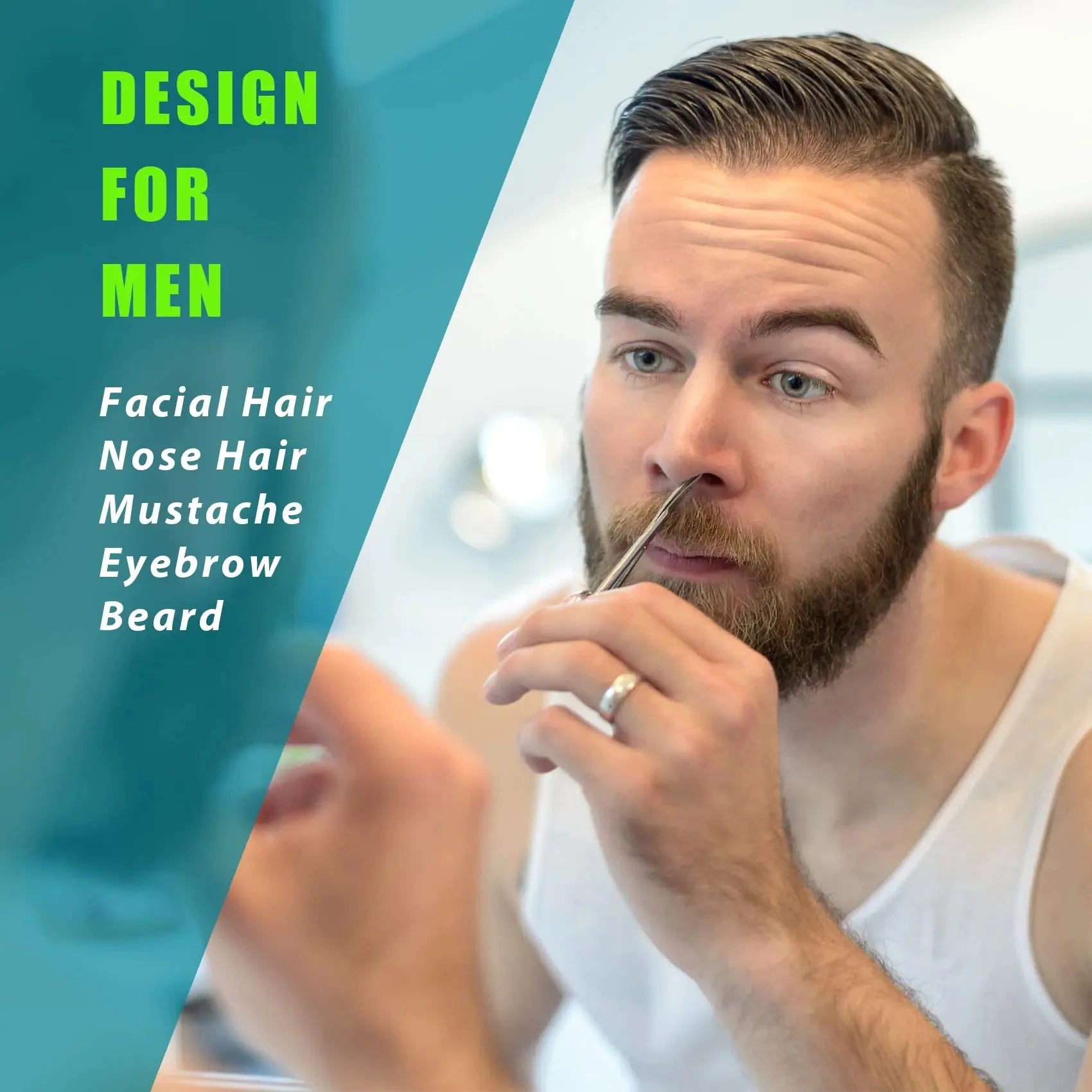 Facial Hair Small Grooming Scissors For Men Women - Eyebrow, Nose Hair, Mustache, Beard, Eyelashes, Ear Trimming Kit - Curved and Rounded Safety Tip Clippers For Hair Cutting - 2PCS Silver Anti Spier