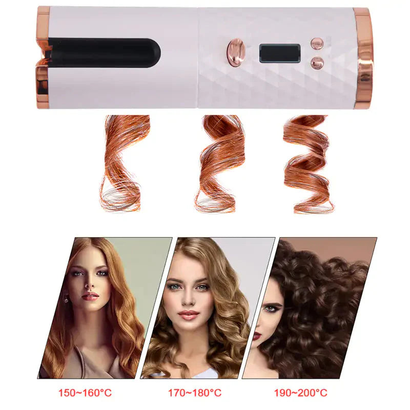 Cordless Auto Rotating Ceramic Hair Curler Anti Spier