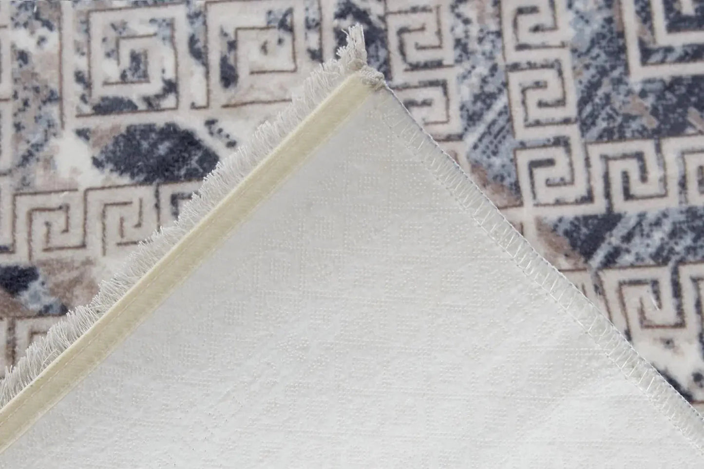 Aksu Non-Slip Floor Carpet with Tassels 120x180 Lois Blue Anti Spier