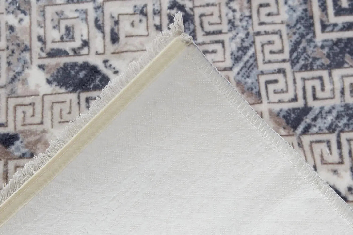 Aksu Non-Slip Floor Carpet with Tassels 120x180 Lois Blue Anti Spier