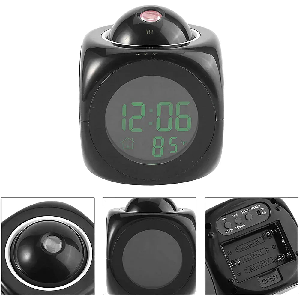 LED Projection Alarm Clock Digital LCD Display Voice Talking Weather Snooze USB Anti Spier