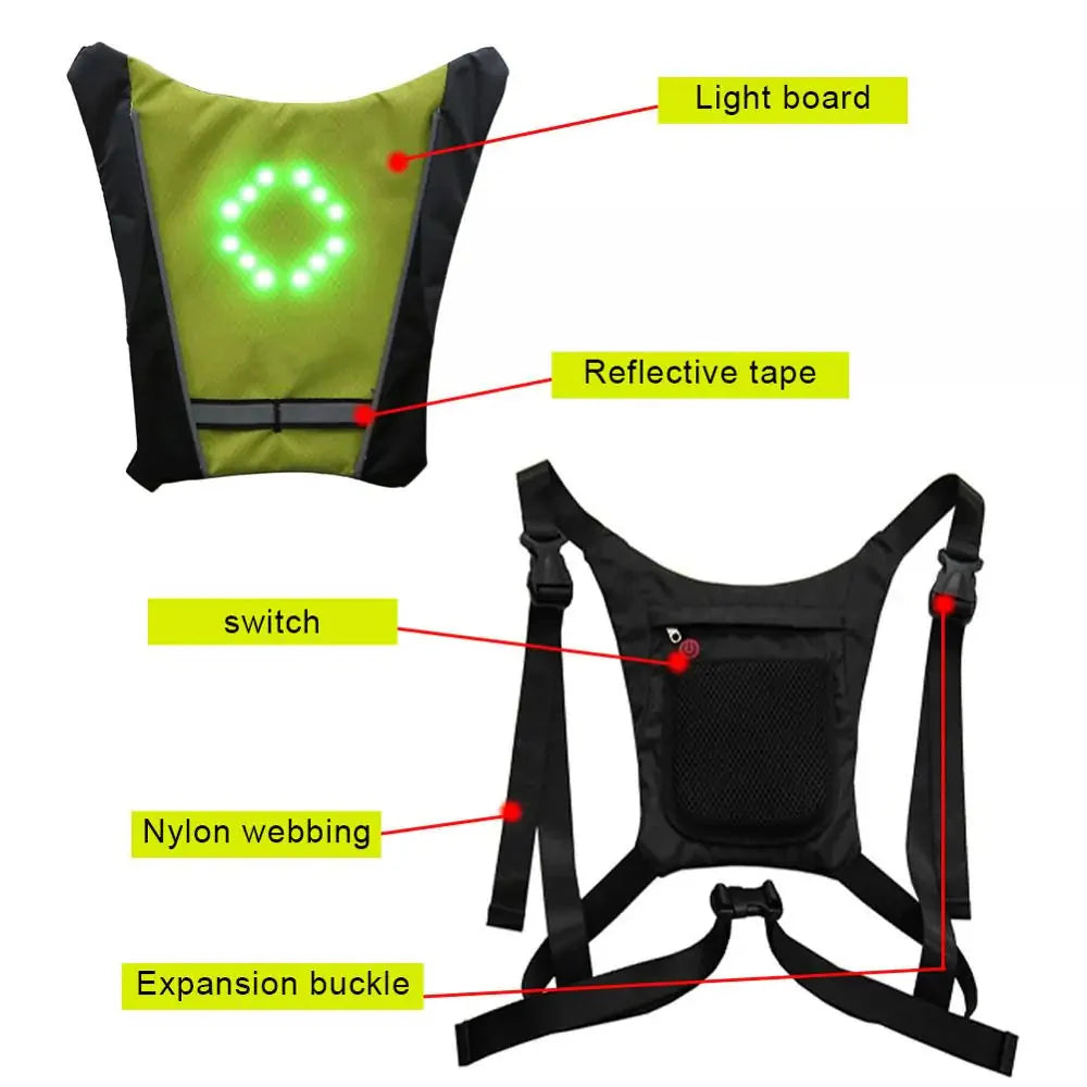 LED Cycling Safety Vest with Bag Anti Spier