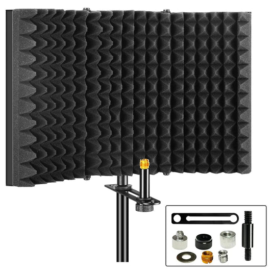 5Core Microphone Isolation Shield  Foldable Mic Shield with 3 Sound Insulation Absorbing Foam Anti Spier