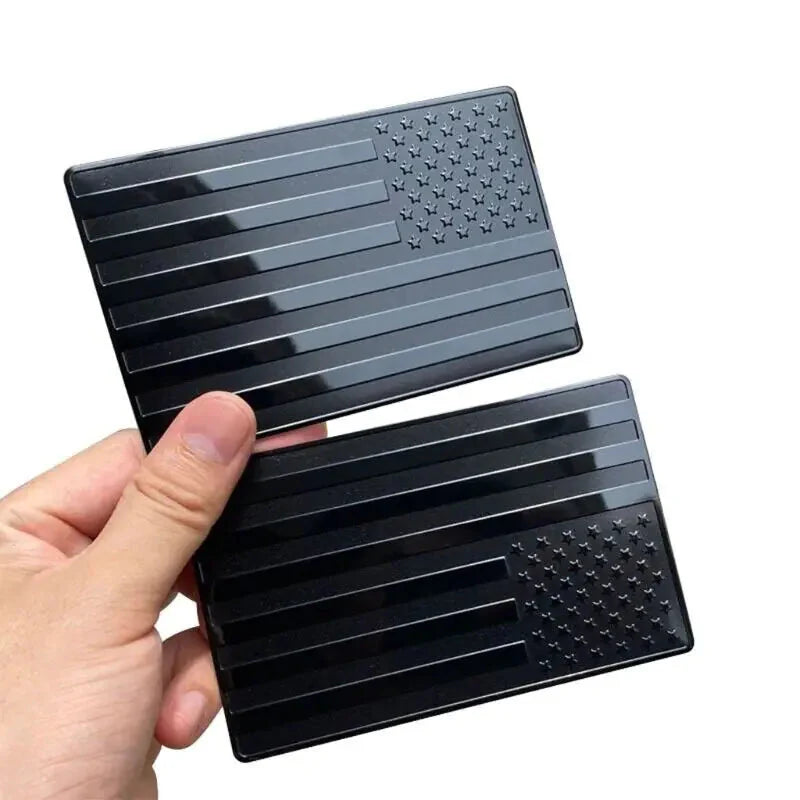 2PCS Metal USA Flag Sticker American Car Truck Decal Emblem Black Anti Spier