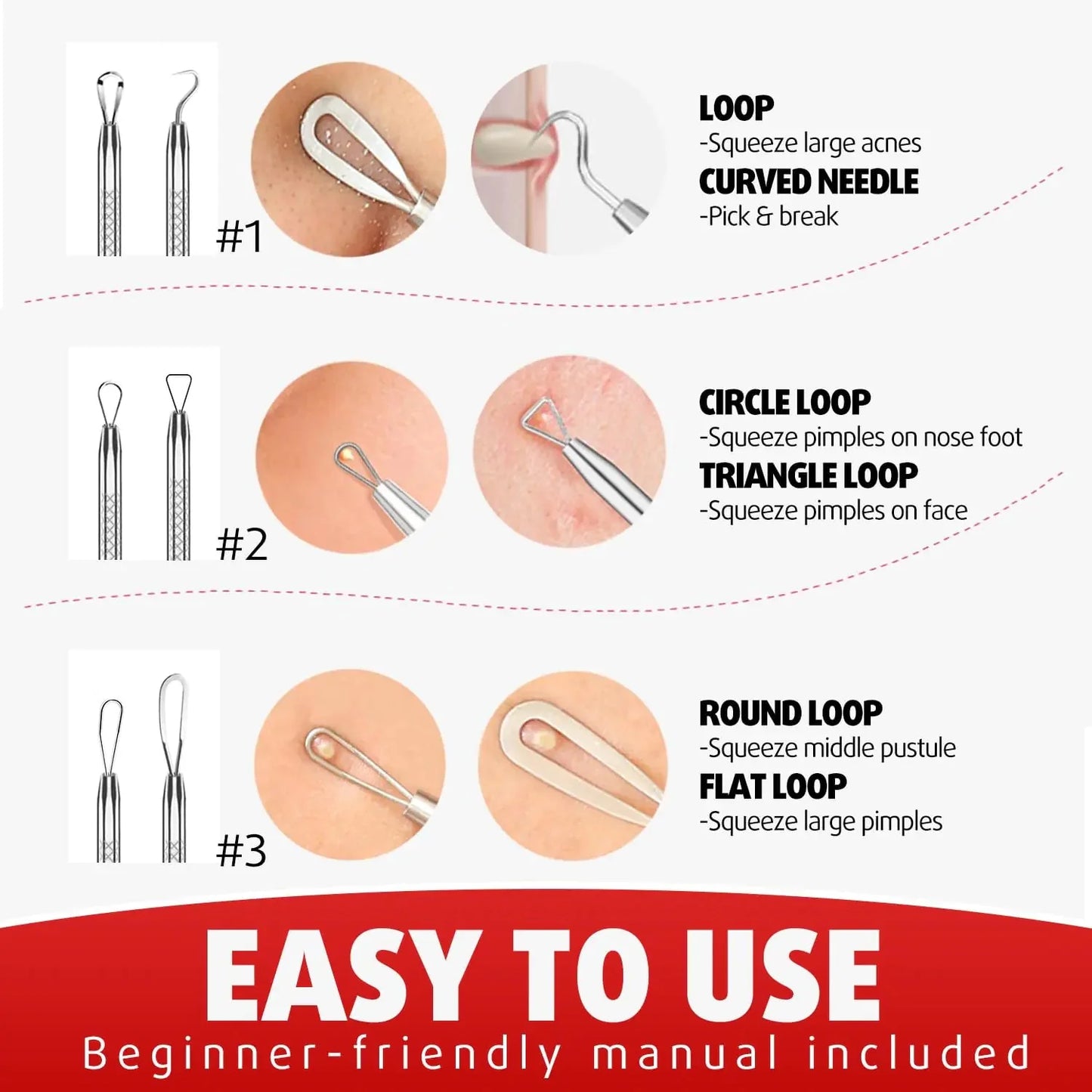 Cbiumpro Blackhead Remover Tools, Pimple Popper Tool Kit, Blackhead Extractor Tool, Zit Popper Tool, Professional Pimple Extractor Tool for Blackhead, Acne, Whitehead, Comedone on Nose - with Case Pimple Popper Tools 6 Pack - Cool Black Anti Spier