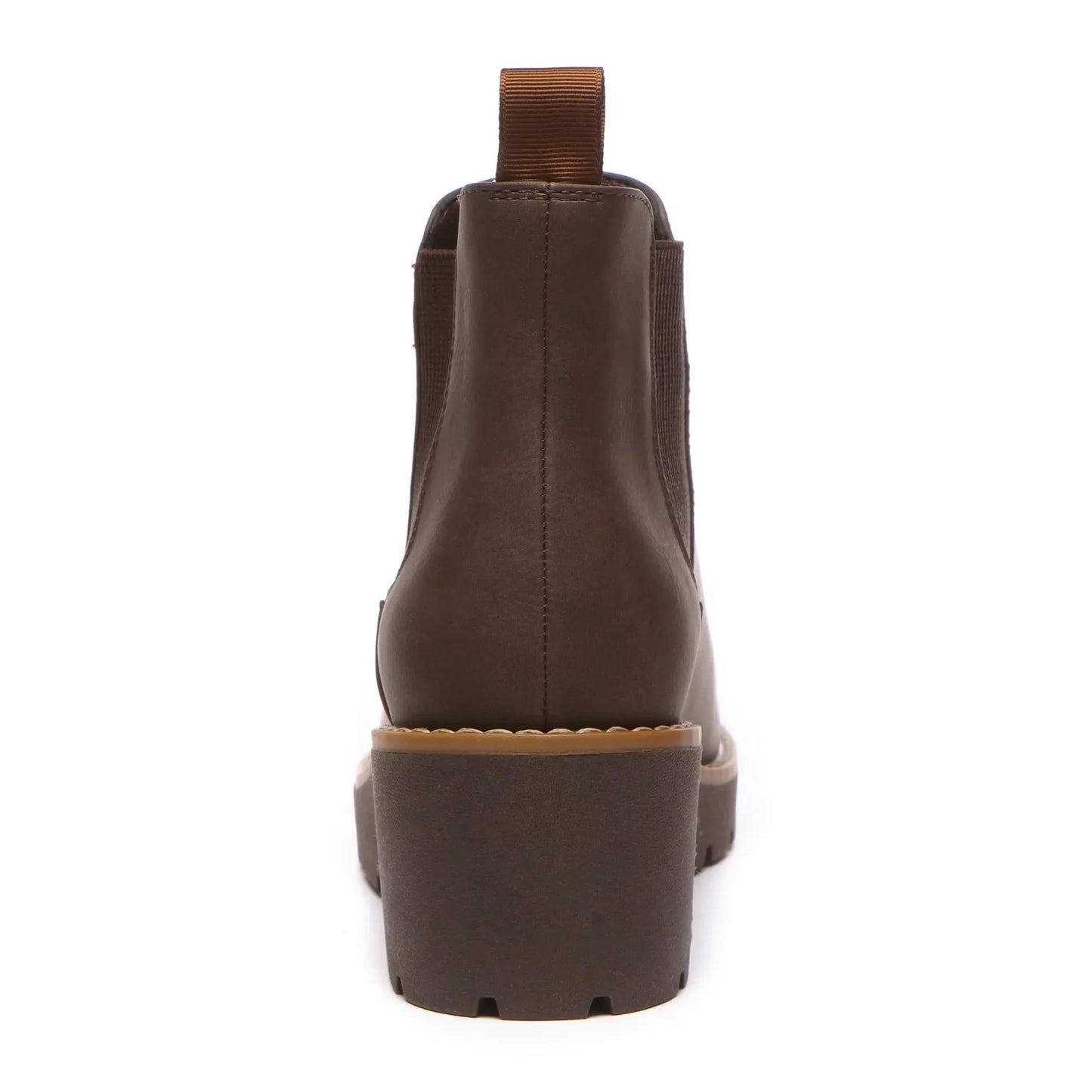 Athlefit Women's Chelsea Wedge Boots Elastic Platform Lug Sole Slip on Wedge Ankle Booties 6.5 Brown Anti Spier