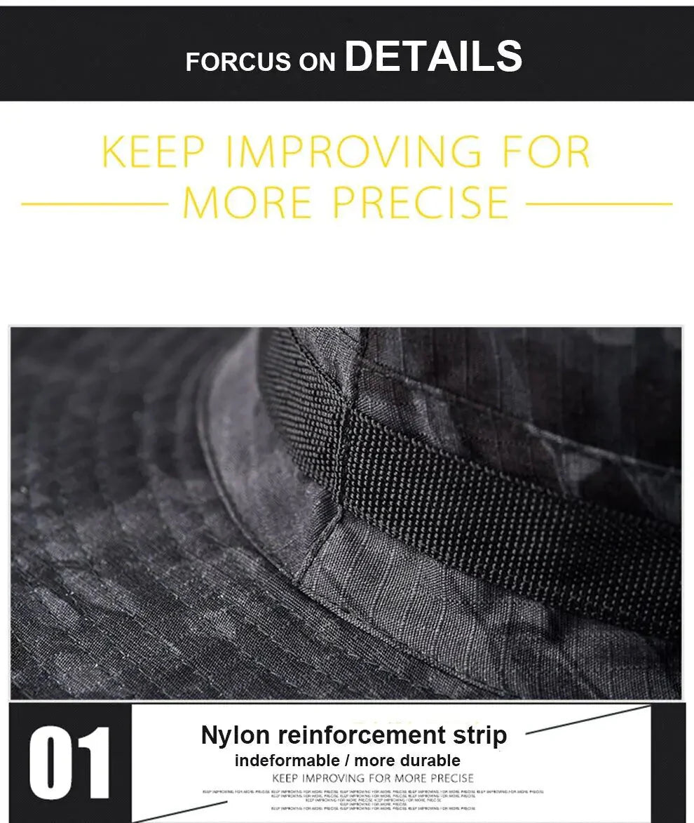 Boonie Bucket Hats Outdoor Fishing Hunting Wide Brim Mesh Camo Safari Sun Cap Anti Spier