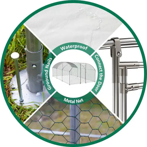 Large Chicken Coop Metal Chicken Track With Waterproof And UV Cover, Dome Shape Walk-In Fence Chicken Coop For Outdoor And Yard Farm Use
