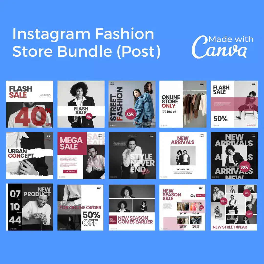 Downloadable Instagram Fashion Store 100 Pages Bundle Anti Spier