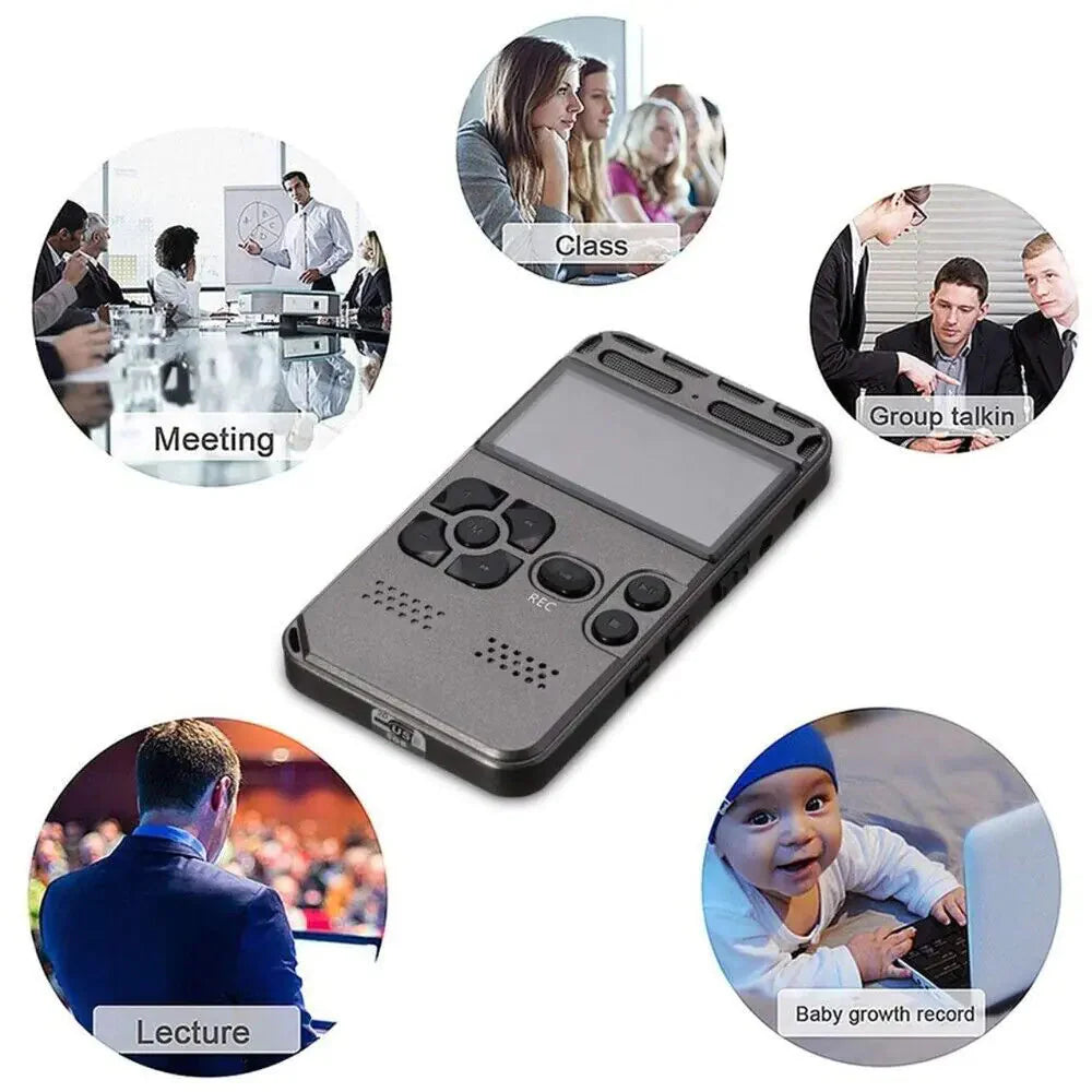 64GB Rechargeable LCD Digital Audio Sound Voice Recorder Dictaphone MP3 Player Anti Spier
