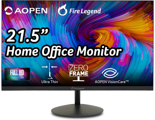 AOPEN 22SA2Q Hbi 21.5" Full HD (1920 x 1080) Zero-Frame Gaming Office Monitor | AMD FreeSync Technology | Ultra-Thin Stylish Design | Up to 100Hz | 1ms (TVR) | Low Blue Light | Tilt | HDMI & VGA Ports Anti Spier
