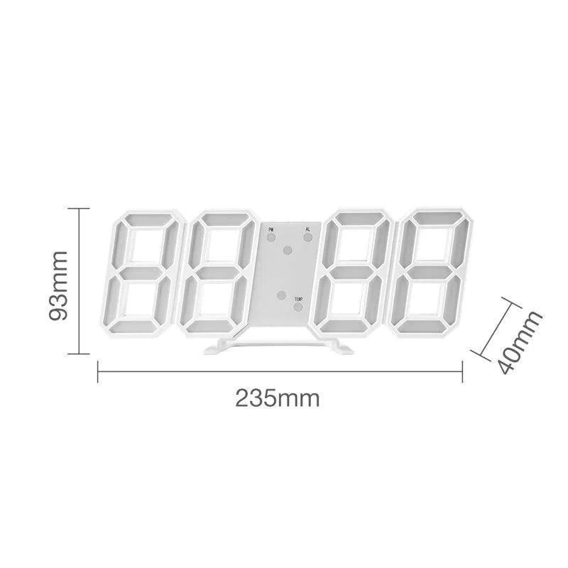 Digital 3D LED Big Wall Desk Alarm Clock Snooze 12/24 Hours Auto Brightness USB Anti Spier