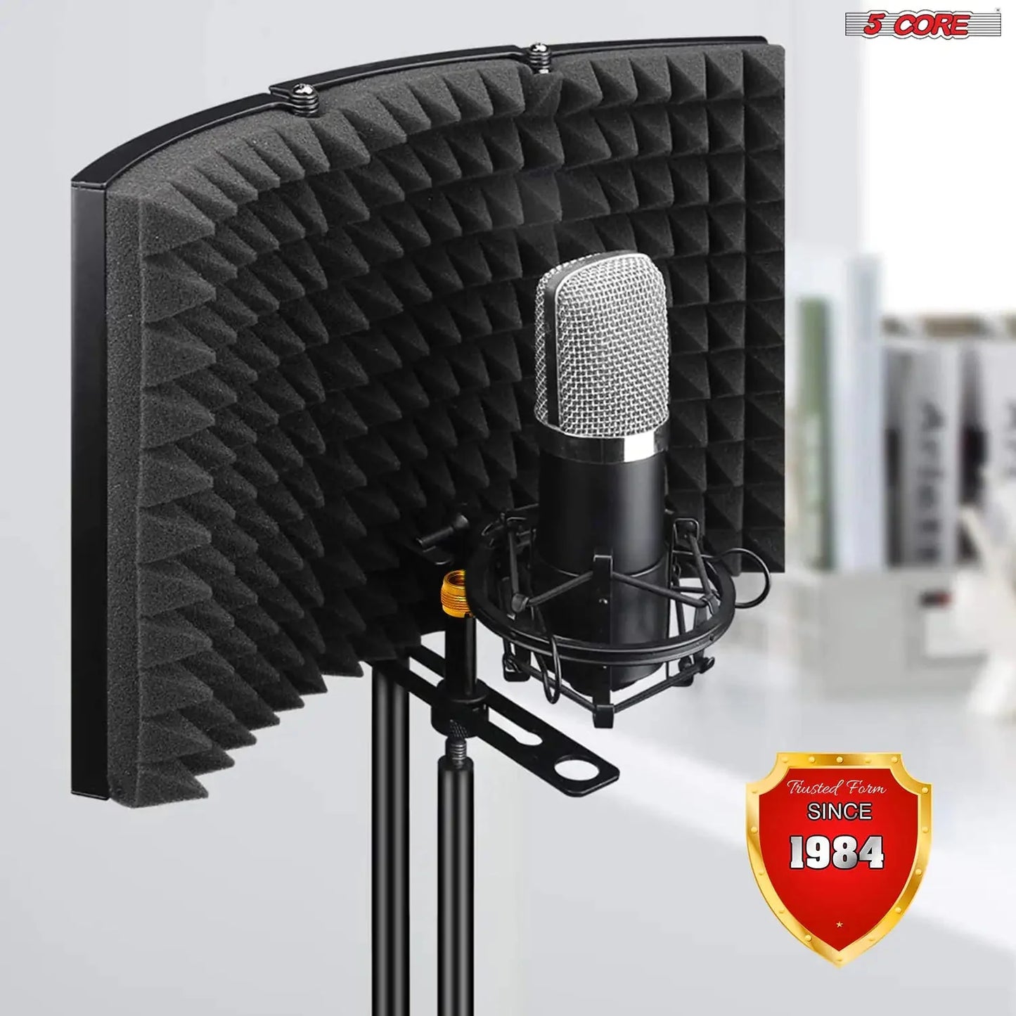 5Core Microphone Isolation Shield  Foldable Mic Shield with 3 Sound Insulation Absorbing Foam Anti Spier