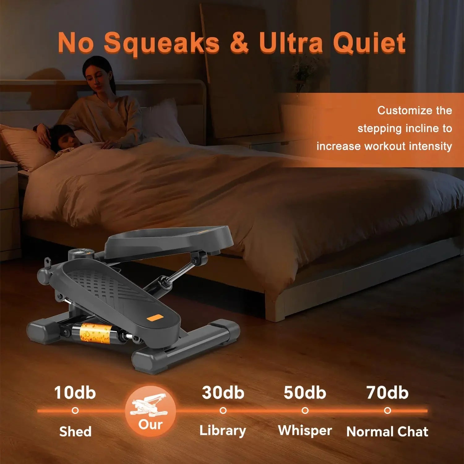 Home Office Exercise 330LBS Capacity Mini Stepper With Resistance Bands And LCD Monitor Anti Spier