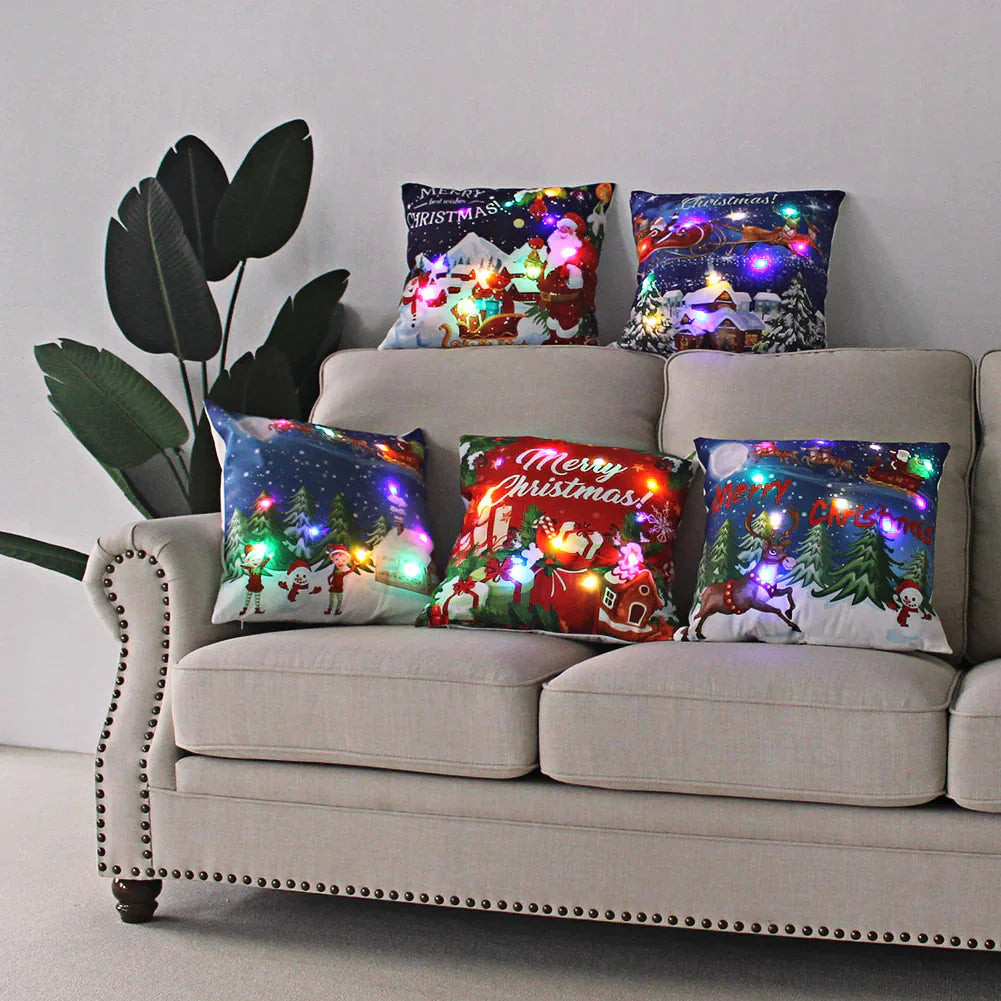Super Soft Plush Christmas LED Lantern Pillowcase Anti Spier