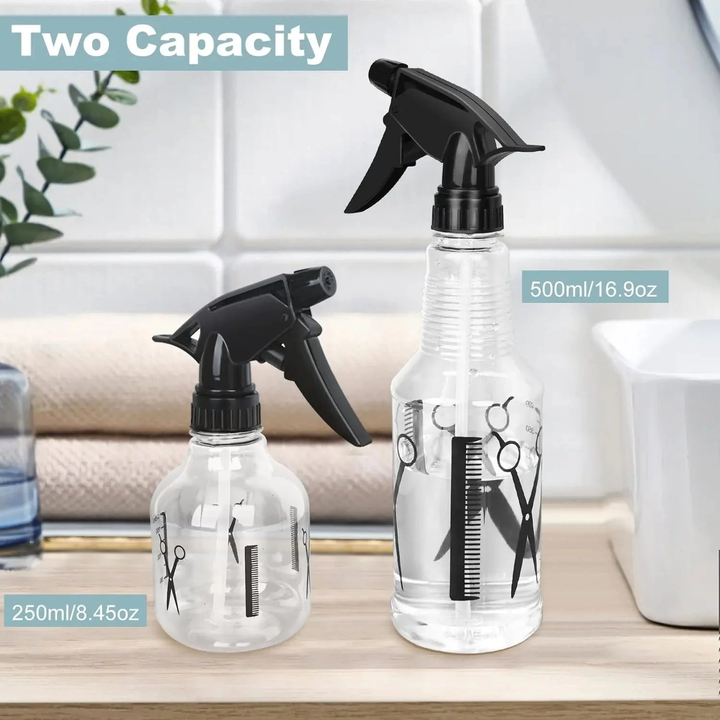 Mister Spray Bottle, 250ml & 500ml Adjustable Spray Storage Container for Hair, Plant and Home Cleaning 250ml & 500ml Bottle Anti Spier