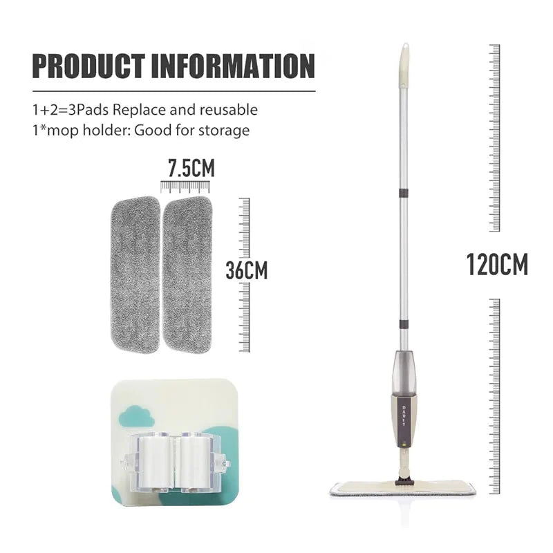 Floor Mop with Reusable Microfiber Pads Anti Spier