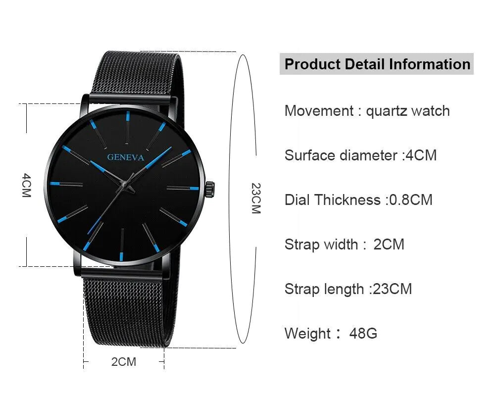 Waterproof Men's Watch Stainless Steel Quartz Luminous Classic Watches Business - Anti Spier 